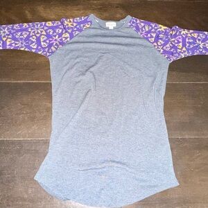LuLaRoe Randy Tee with Pink and Blue Sleeves